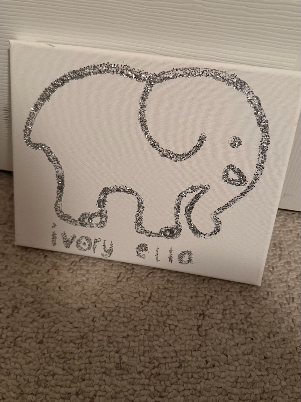 ivory ella Silver Glitter Elephant Canvas Art
